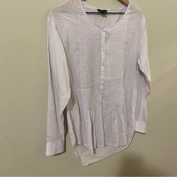 Theory pleated pin-tuck long sleeve top - Picture 4 of 7